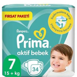 پوشک کودک پریما مدل bebek سایز 7 بسته 34 عددی